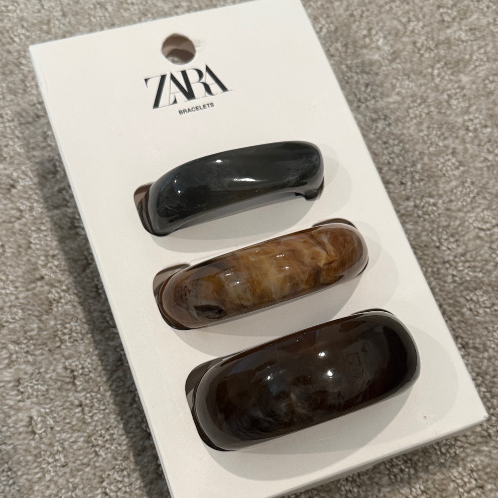 Zara Trio of Black, Brown, and Tan Bracelets